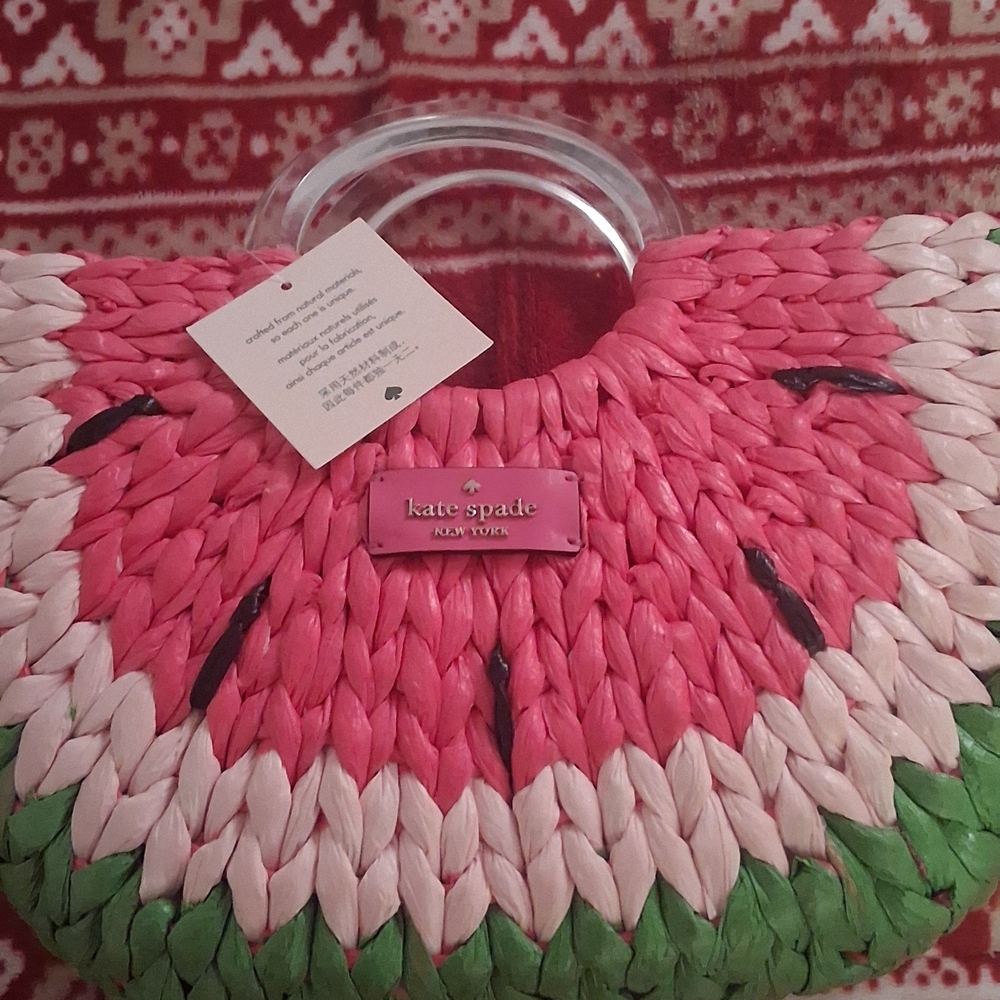 Kate Spade Pink and Green Woven Bag